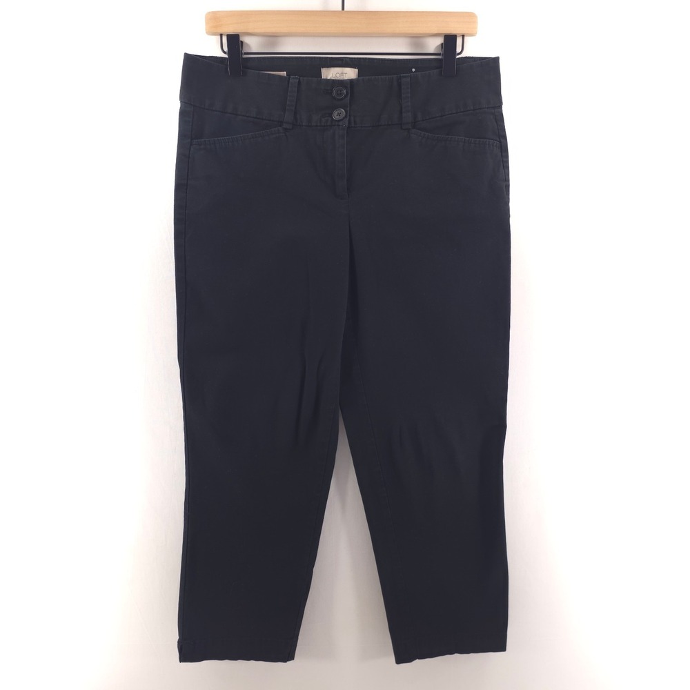 Loft Outlet Women Pants Original Crop 6 Navy Blue Cotton Stretch Business Casual